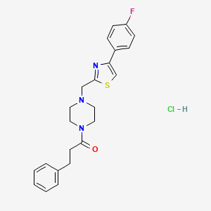 1-(4-((4-(4-Fluorophenyl)thiazol-2-yl)methyl)piperazin-1-yl)-3-phenylpropan-1-one hydrochloride