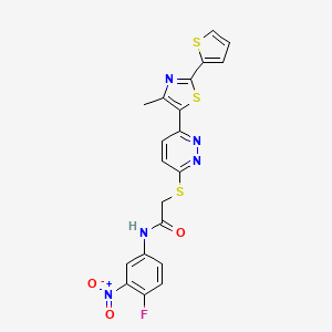 N-(4-fluoro-3-nitrophenyl)-2-((6-(4-methyl-2-(thiophen-2-yl)thiazol-5-yl)pyridazin-3-yl)thio)acetamide