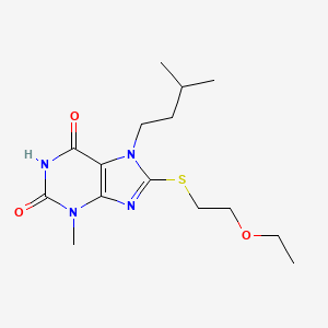 molecular formula C15H24N4O3S B2500517 8-((2-ethoxyethyl)thio)-7-isopentyl-3-methyl-1H-purine-2,6(3H,7H)-dione CAS No. 442864-95-1