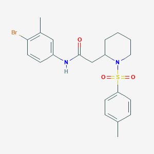 molecular formula C21H25BrN2O3S B2500526 N-(4-bromo-3-methylphenyl)-2-(1-tosylpiperidin-2-yl)acetamide CAS No. 941904-43-4