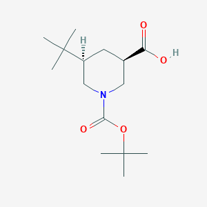 molecular formula C15H27NO4 B2500532 (3R,5R)-5-Tert-butyl-1-[(2-methylpropan-2-yl)oxycarbonyl]piperidine-3-carboxylic acid CAS No. 2243512-01-6