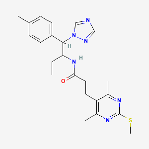 3-[4,6-dimethyl-2-(methylsulfanyl)pyrimidin-5-yl]-N-[1-(4-methylphenyl)-1-(1H-1,2,4-triazol-1-yl)butan-2-yl]propanamide