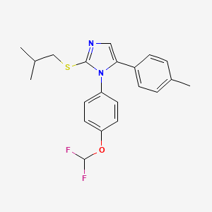molecular formula C21H22F2N2OS B2500555 1-(4-(二氟甲氧基)苯基)-2-(异丁基硫代)-5-(对甲苯基)-1H-咪唑 CAS No. 1226455-23-7