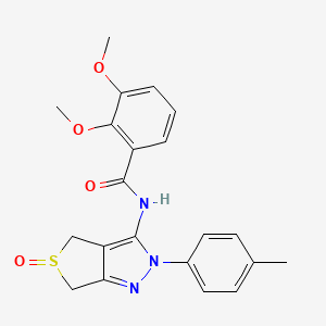 molecular formula C21H21N3O4S B2500556 2,3-dimethoxy-N-(5-oxido-2-(p-tolyl)-4,6-dihydro-2H-thieno[3,4-c]pyrazol-3-yl)benzamide CAS No. 958709-20-1