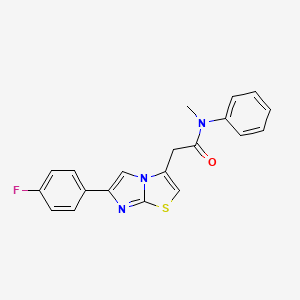 molecular formula C20H16FN3OS B2500559 2-[6-(4-fluorophenyl)imidazo[2,1-b][1,3]thiazol-3-yl]-N-methyl-N-phenylacetamide CAS No. 897465-00-8