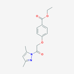 molecular formula C16H18N2O4 B250057 ethyl 4-[2-(3,5-dimethyl-1H-pyrazol-1-yl)-2-oxoethoxy]benzoate 