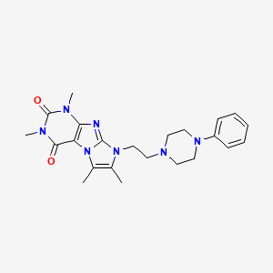 molecular formula C23H29N7O2 B2500577 2,4,7,8-Tetramethyl-6-[2-(4-phenylpiperazin-1-yl)ethyl]purino[7,8-a]imidazole-1,3-dione CAS No. 919034-82-5