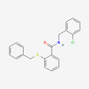 molecular formula C21H18ClNOS B2500578 2-benzylsulfanyl-N-[(2-chlorophenyl)methyl]benzamide CAS No. 690646-51-6