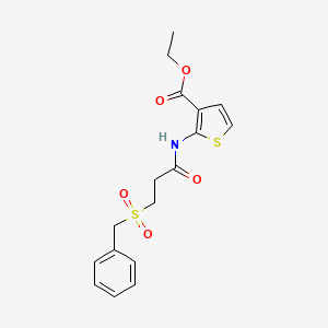 molecular formula C17H19NO5S2 B2500579 乙酸2-(3-(苄基磺酰)丙酰胺)噻吩-3-羧酯 CAS No. 923448-14-0