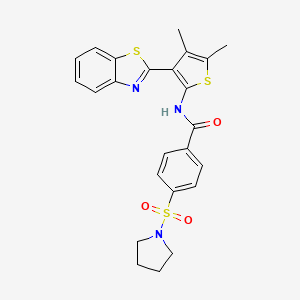 N-(3-(benzo[d]thiazol-2-yl)-4,5-dimethylthiophen-2-yl)-4-(pyrrolidin-1-ylsulfonyl)benzamide