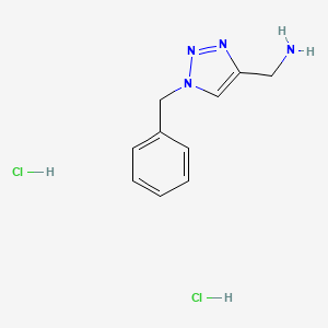 molecular formula C10H14Cl2N4 B2500593 (1-Benzyltriazol-4-yl)methanamine;dihydrochloride CAS No. 2375267-97-1