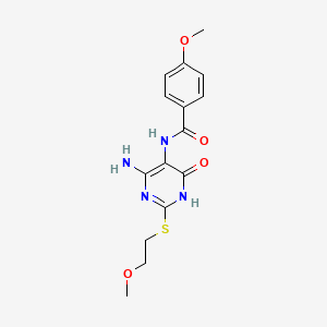 N-(4-amino-2-((2-methoxyethyl)thio)-6-oxo-1,6-dihydropyrimidin-5-yl)-4-methoxybenzamide