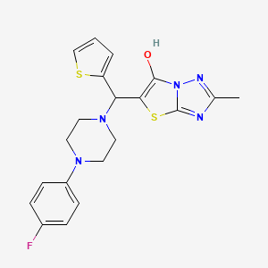 molecular formula C20H20FN5OS2 B2500602 5-((4-(4-氟苯基)哌嗪-1-基)(噻吩-2-基)甲基)-2-甲基噻唑并[3,2-b][1,2,4]三唑-6-醇 CAS No. 851970-30-4