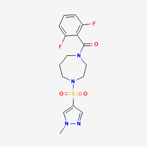 molecular formula C16H18F2N4O3S B2500612 (2,6-二氟苯基)(4-((1-甲基-1H-嘧唑-4-基)磺酰)-1,4-二氮杂庚烷-1-基)甲酮 CAS No. 2034488-17-8