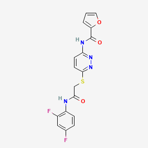 molecular formula C17H12F2N4O3S B2500618 N-(6-((2-((2,4-difluorophenyl)amino)-2-oxoethyl)thio)pyridazin-3-yl)furan-2-carboxamide CAS No. 1021107-07-2