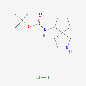 molecular formula C13H25ClN2O2 B2500622 Tert-butyl N-(2-azaspiro[4.4]nonan-9-yl)carbamate;hydrochloride CAS No. 2580223-05-6