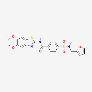 molecular formula C22H19N3O6S2 B2500623 N-(6,7-二氢-[1,4]二噁杂环[2',3':4,5]苯并[1,2-d]噻唑-2-基)-4-(N-(呋喃-2-基甲基)-N-甲基磺酰基)苯甲酰胺 CAS No. 899735-35-4
