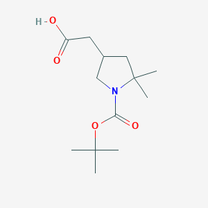 molecular formula C13H23NO4 B2500631 2-[5,5-Dimethyl-1-[(2-methylpropan-2-yl)oxycarbonyl]pyrrolidin-3-yl]acetic acid CAS No. 2375271-35-3