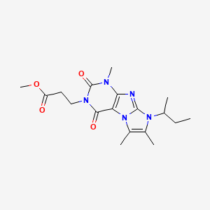 molecular formula C18H25N5O4 B2500635 甲酸甲酯3-[1,6,7-三甲基-8-(甲基丙基)-2,4-二氧-1,3,5-三氢-4-咪唑并[1,2-h]嘌呤-3-基]丙酸酯 CAS No. 915926-73-7
