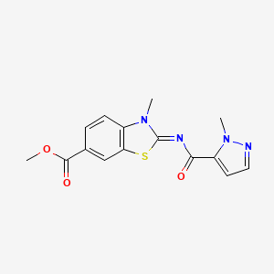 (E)-methyl 3-methyl-2-((1-methyl-1H-pyrazole-5-carbonyl)imino)-2,3-dihydrobenzo[d]thiazole-6-carboxylate