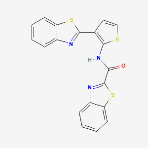 molecular formula C19H11N3OS3 B2500642 N-(3-(benzo[d]thiazol-2-yl)thiophen-2-yl)benzo[d]thiazole-2-carboxamide CAS No. 922457-10-1
