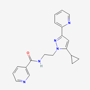 molecular formula C19H19N5O B2500643 N-(2-(5-环丙基-3-(吡啶-2-基)-1H-噁二唑-1-基)乙基)烟酰胺 CAS No. 1797716-99-4