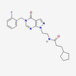 3-cyclopentyl-N-(2-(5-(2-fluorobenzyl)-4-oxo-4,5-dihydro-1H-pyrazolo[3,4-d]pyrimidin-1-yl)ethyl)propanamide