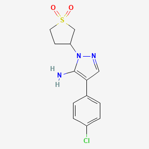 molecular formula C13H14ClN3O2S B2500653 4-(4-Chlorophenyl)-2-(1,1-dioxothiolan-3-yl)pyrazol-3-amine CAS No. 321574-17-8