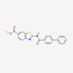 molecular formula C22H16N2O3S B2500656 Methyl 2-[(4-phenylbenzoyl)amino]-1,3-benzothiazole-6-carboxylate CAS No. 887902-62-7