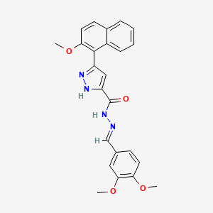(E)-N'-(3,4-dimethoxybenzylidene)-3-(2-methoxynaphthalen-1-yl)-1H-pyrazole-5-carbohydrazide