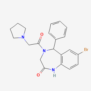 molecular formula C21H22BrN3O2 B2500663 7-bromo-5-phenyl-4-[2-(pyrrolidin-1-yl)acetyl]-2,3,4,5-tetrahydro-1H-1,4-benzodiazepin-2-one CAS No. 701241-99-8