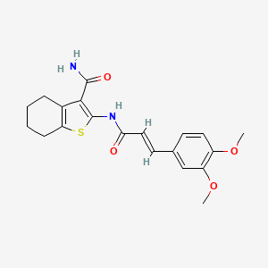 molecular formula C20H22N2O4S B2500667 (E)-2-(3-(3,4-dimethoxyphenyl)acrylamido)-4,5,6,7-tetrahydrobenzo[b]thiophene-3-carboxamide CAS No. 290839-60-0