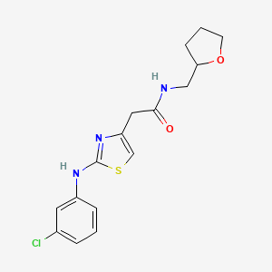 molecular formula C16H18ClN3O2S B2500676 2-(2-((3-氯苯基)氨基)噻唑-4-基)-N-((四氢呋喃-2-基)甲基)乙酰胺 CAS No. 1040656-23-2