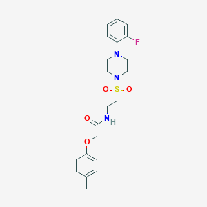 molecular formula C21H26FN3O4S B2500679 N-(2-((4-(2-氟苯基)哌嗪-1-基)磺酰基)乙基)-2-(对甲苯氧基)乙酰胺 CAS No. 897618-23-4