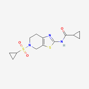 molecular formula C13H17N3O3S2 B2500703 N-(5-(cyclopropylsulfonyl)-4,5,6,7-tetrahydrothiazolo[5,4-c]pyridin-2-yl)cyclopropanecarboxamide CAS No. 1351591-36-0