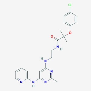 molecular formula C22H25ClN6O2 B2500705 2-(4-氯苯氧基)-2-甲基-N-(2-((2-甲基-6-(吡啶-2-基)嘧啶-4-基)氨基)乙基)丙酰胺 CAS No. 1421462-42-1