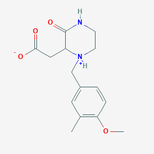 2-[1-[(4-Methoxy-3-methylphenyl)methyl]-3-oxopiperazin-1-ium-2-yl]acetate