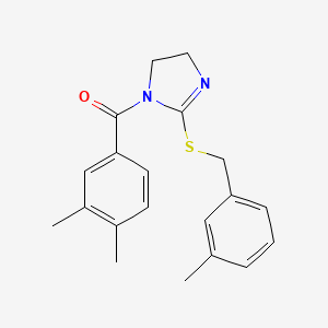 (3,4-dimethylphenyl)(2-((3-methylbenzyl)thio)-4,5-dihydro-1H-imidazol-1-yl)methanone