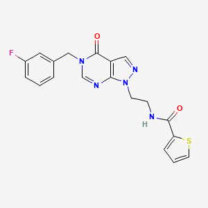 molecular formula C19H16FN5O2S B2500718 N-(2-(5-(3-fluorobenzyl)-4-oxo-4,5-dihydro-1H-pyrazolo[3,4-d]pyrimidin-1-yl)ethyl)thiophene-2-carboxamide CAS No. 921990-88-7