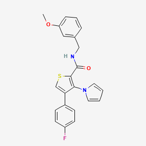 molecular formula C23H19FN2O2S B2500719 4-(4-fluorophenyl)-N-(3-methoxybenzyl)-3-(1H-pyrrol-1-yl)thiophene-2-carboxamide CAS No. 1291844-67-1
