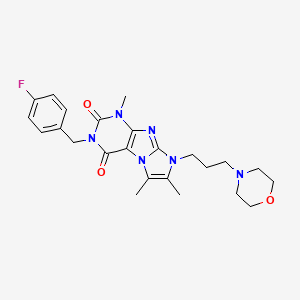 molecular formula C24H29FN6O3 B2500721 3-(4-fluorobenzyl)-1,6,7-trimethyl-8-(3-morpholinopropyl)-1H-imidazo[2,1-f]purine-2,4(3H,8H)-dione CAS No. 927556-54-5