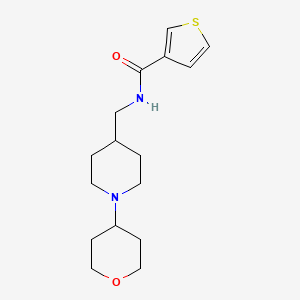 molecular formula C16H24N2O2S B2500727 N-((1-(tetrahydro-2H-pyran-4-yl)piperidin-4-yl)methyl)thiophene-3-carboxamide CAS No. 2034587-83-0