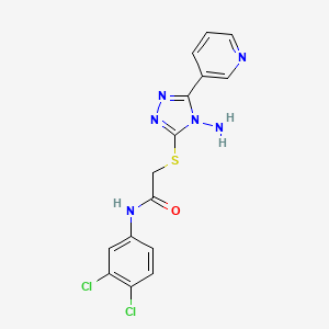 molecular formula C15H12Cl2N6OS B2500744 2-{[4-amino-5-(pyridin-3-yl)-4H-1,2,4-triazol-3-yl]sulfanyl}-N-(3,4-dichlorophenyl)acetamide CAS No. 586998-90-5