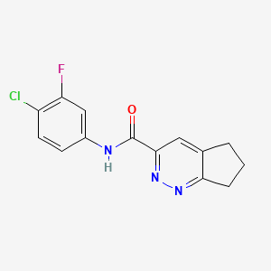 molecular formula C14H11ClFN3O B2500755 N-(4-Chloro-3-fluorophenyl)-6,7-dihydro-5H-cyclopenta[c]pyridazine-3-carboxamide CAS No. 2415629-17-1