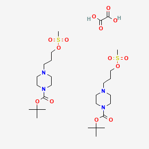 molecular formula C28H54N4O14S2 B2500769 tert-Butyl 4-(3-((methylsulfonyl)oxy)propyl)piperazine-1-carboxylate hemioxalate CAS No. 1630906-77-2