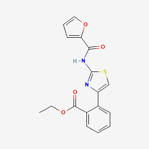 molecular formula C17H14N2O4S B2500789 Ethyl 2-{2-[(2-furylcarbonyl)amino]-1,3-thiazol-4-yl}benzenecarboxylate CAS No. 250713-93-0