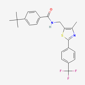 molecular formula C23H23F3N2OS B2500790 4-tert-butyl-N-({4-methyl-2-[4-(trifluoromethyl)phenyl]-1,3-thiazol-5-yl}methyl)benzamide CAS No. 866018-70-4