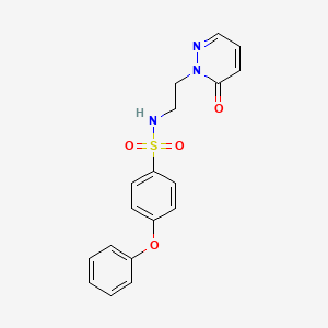 molecular formula C18H17N3O4S B2500792 N-(2-(6-oxopyridazin-1(6H)-yl)ethyl)-4-phenoxybenzenesulfonamide CAS No. 1021219-34-0
