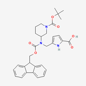 5-[[9H-Fluoren-9-ylmethoxycarbonyl-[1-[(2-methylpropan-2-yl)oxycarbonyl]piperidin-3-yl]amino]methyl]-1H-pyrrole-2-carboxylic acid
