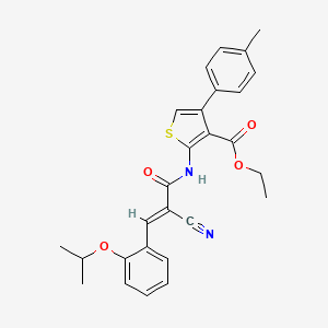 molecular formula C27H26N2O4S B2500802 ethyl 2-{2-cyano-3-[2-(propan-2-yloxy)phenyl]prop-2-enamido}-4-(4-methylphenyl)thiophene-3-carboxylate CAS No. 465513-57-9